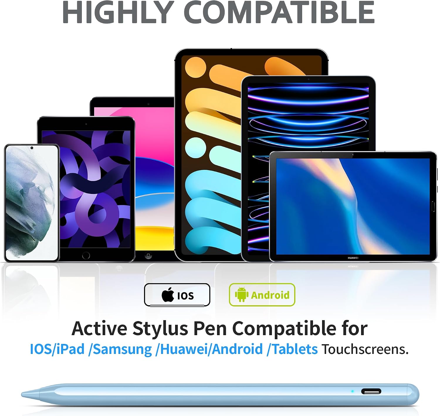 Detalle de DRYMOKINI Rechargeable Universal Stylus Pen for Touch Screens (USB-C) — Blue