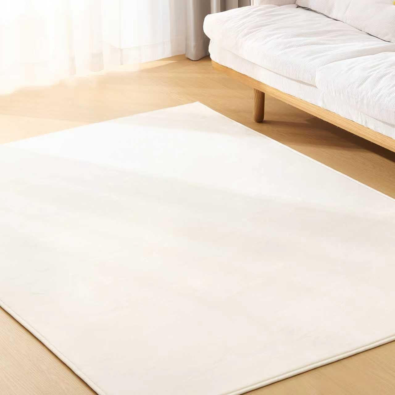Detalle de クモリ(Kumori) 洗えるラグ 200×250cm フランネル・滑り止め付き アイボリー