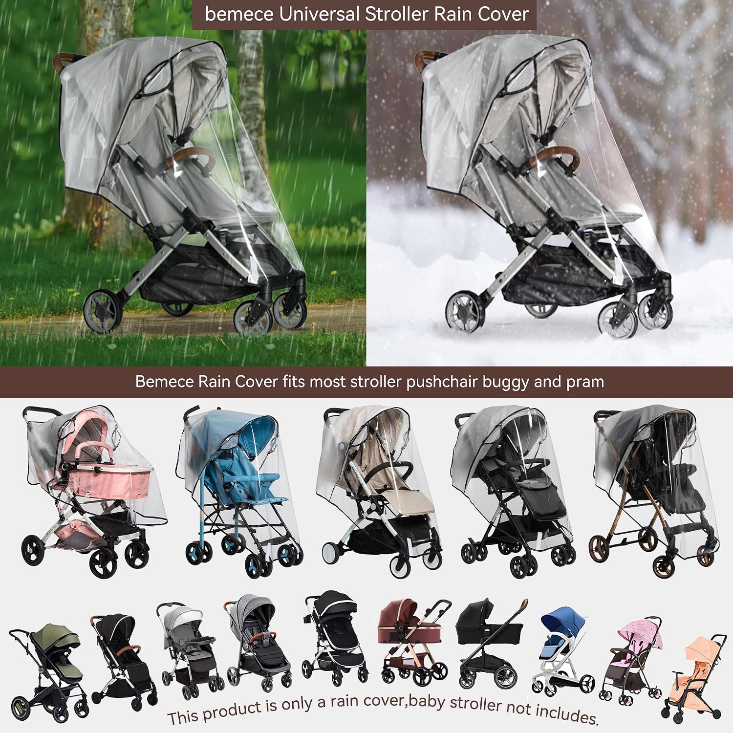 Thumbnail 5 de Bemece Universal Pushchair Rain Cover 🌧