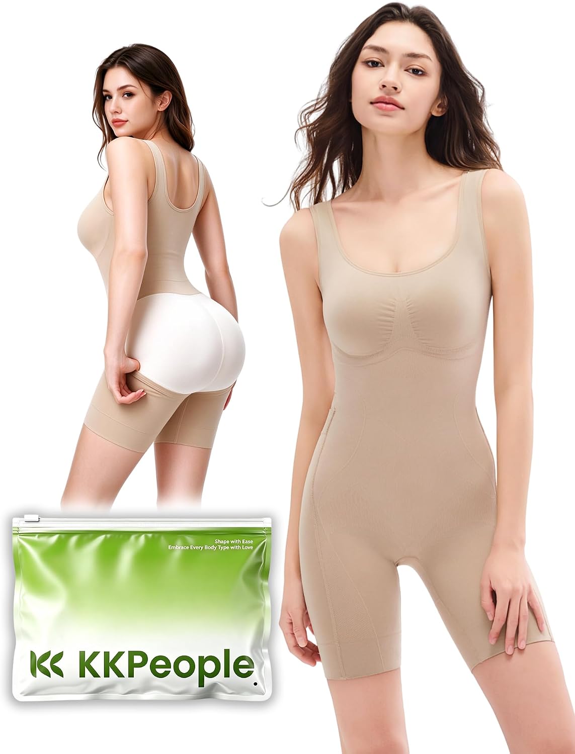 Detalle de KKPeople Bathroom Friendly Shapewear Bodysuit with Tummy Control and Rear Closure