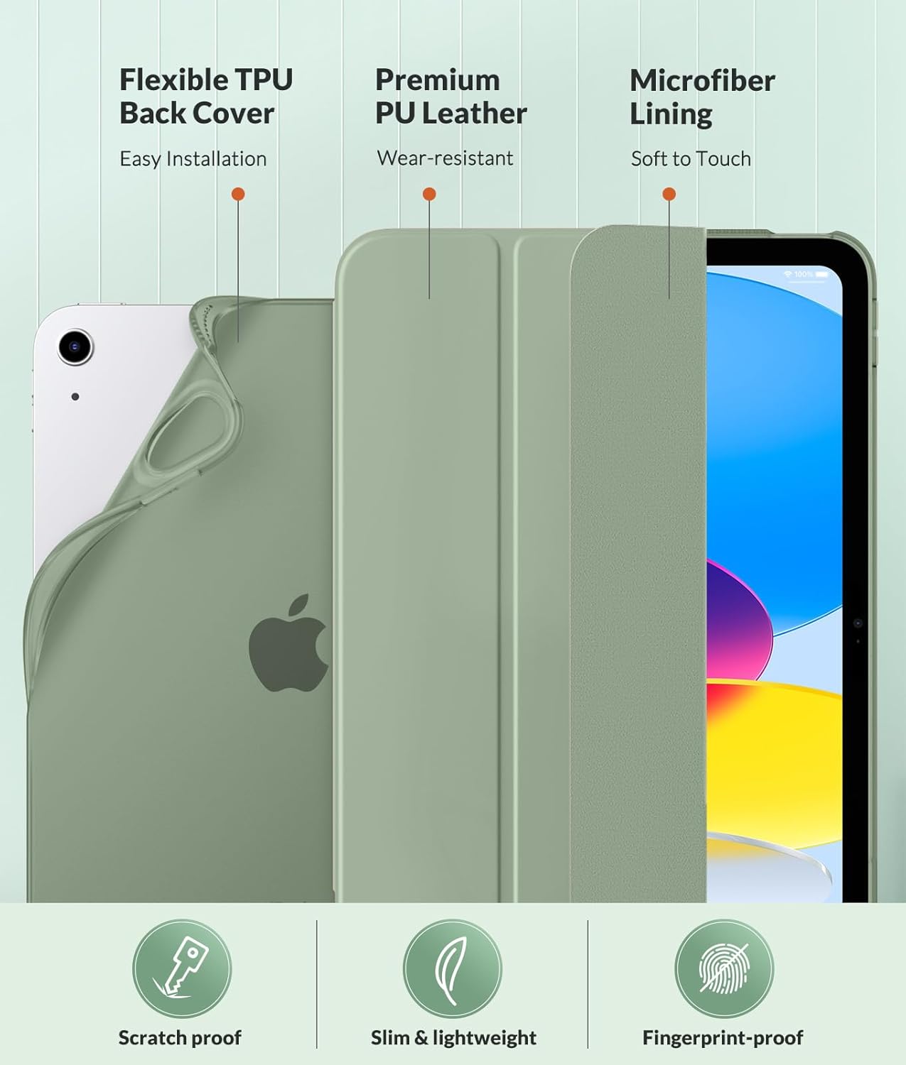 Thumbnail 3 de MoKo Case for New iPad (A16) 11th Gen 2025 / 10th Gen 2022 — Sage Green