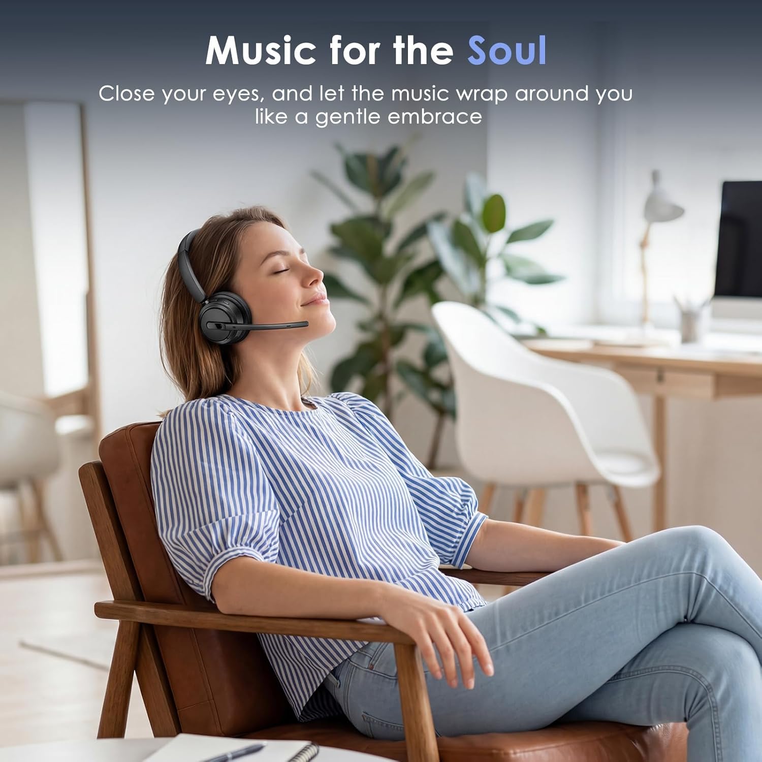Thumbnail 6 de Mopchnic Wireless Headset with Noise Cancelling Microphone — On-Ear Bluetooth, USB Dongle, Charging Base