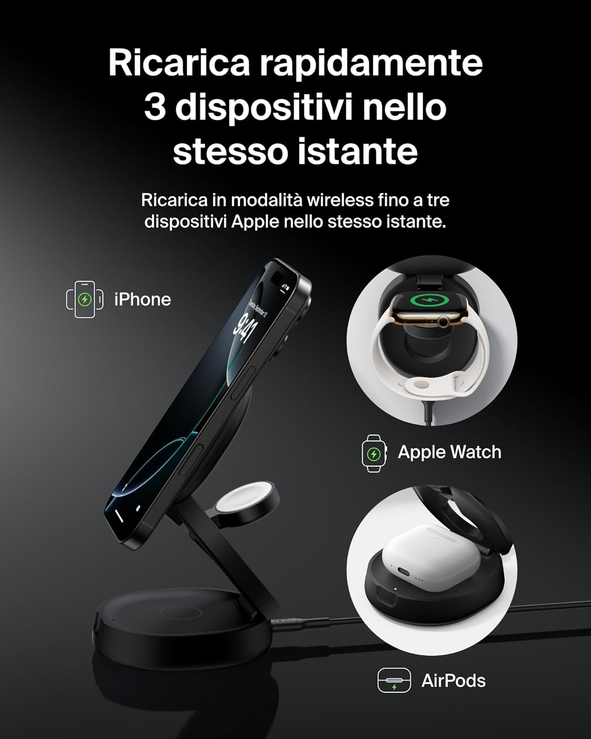 Detalle 2 de Belkin Caricatore MagSafe 15 W 3-in-1