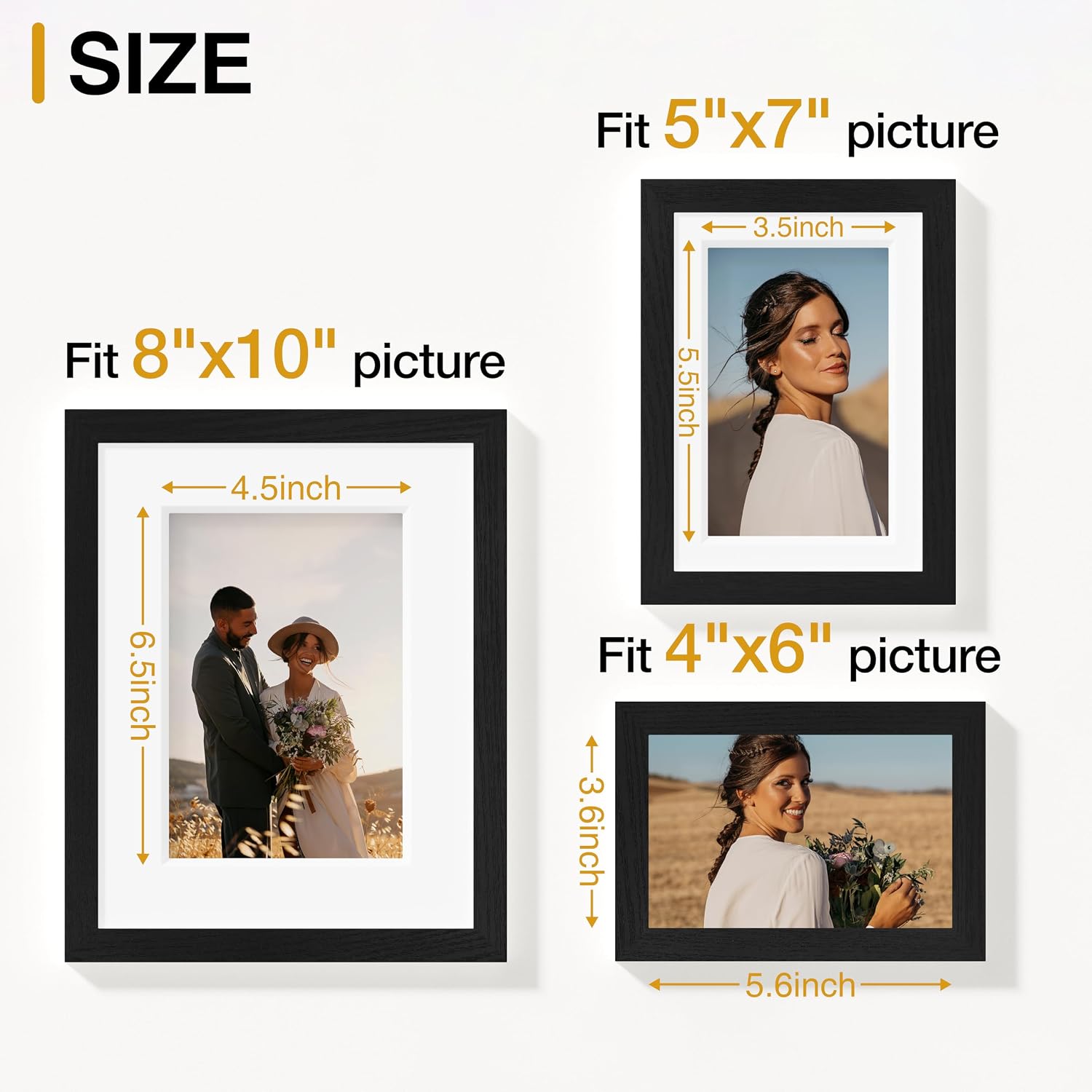 Detalle de Vittanly 15-Pack Picture Frames Collage Wall Decor (Black) — Multi-Size Gallery Set