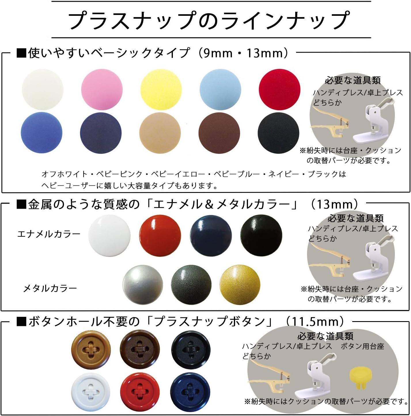 Thumbnail 4 de 清原 サンコッコー SUN15-103 プラスナップ 100組 直径9mm ベビーイエロー