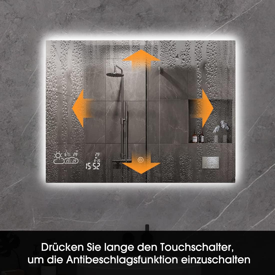 Detalle de byecold Specchio da bagno rettangolare moderno 80 x 60 cm