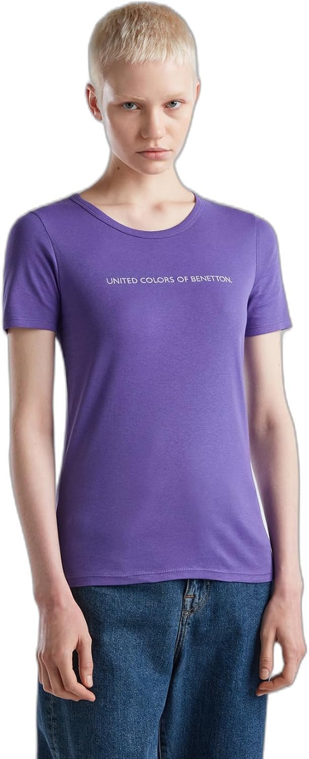 Thumbnail 4 de Benetton Damen Basic T-Shirt 100% Baumwolle