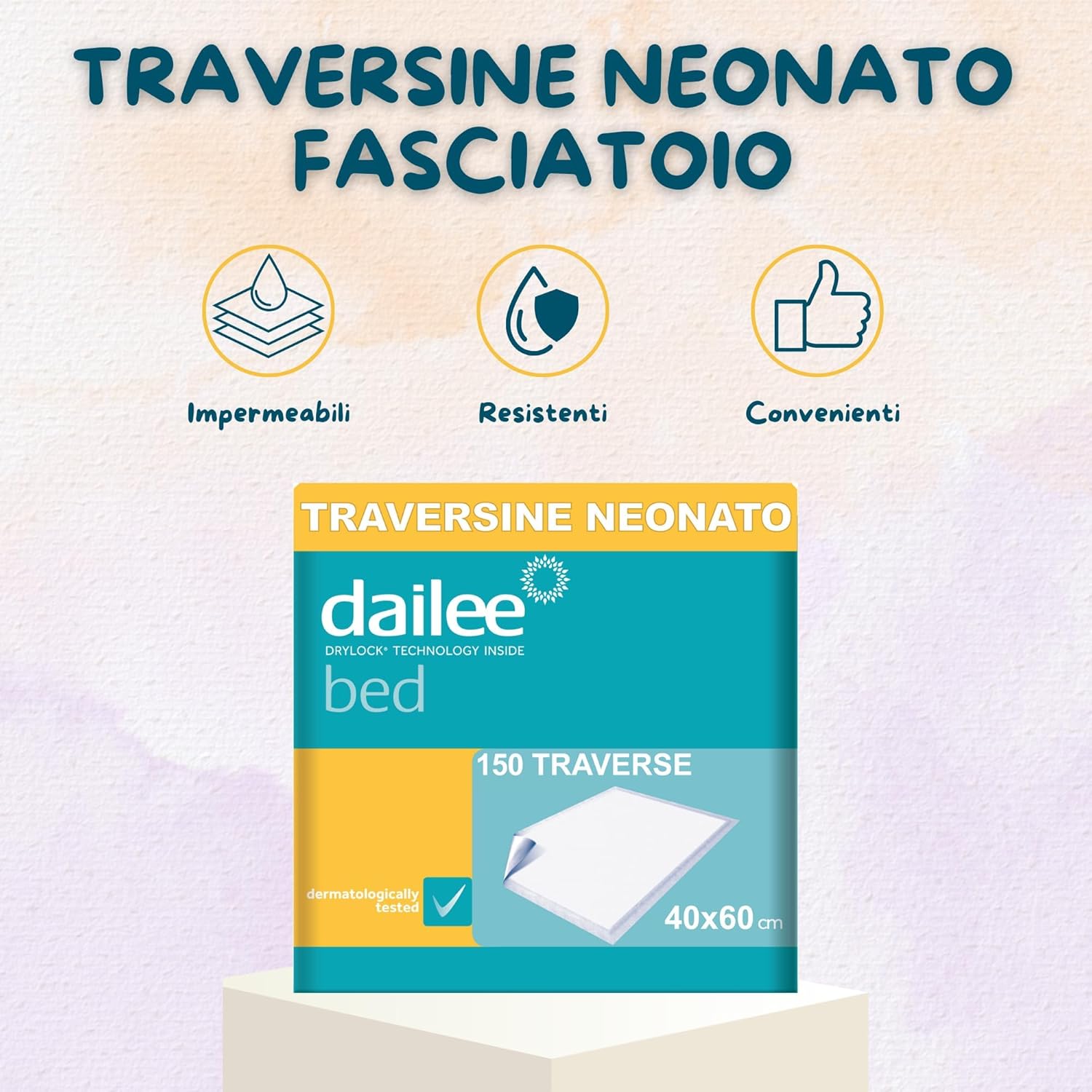 Thumbnail 3 de Dailee Bed 40x60: Traversine neonato 150x, fasciatoio e cambio pannolino – 6 confezioni da 25 pezzi (scorta)