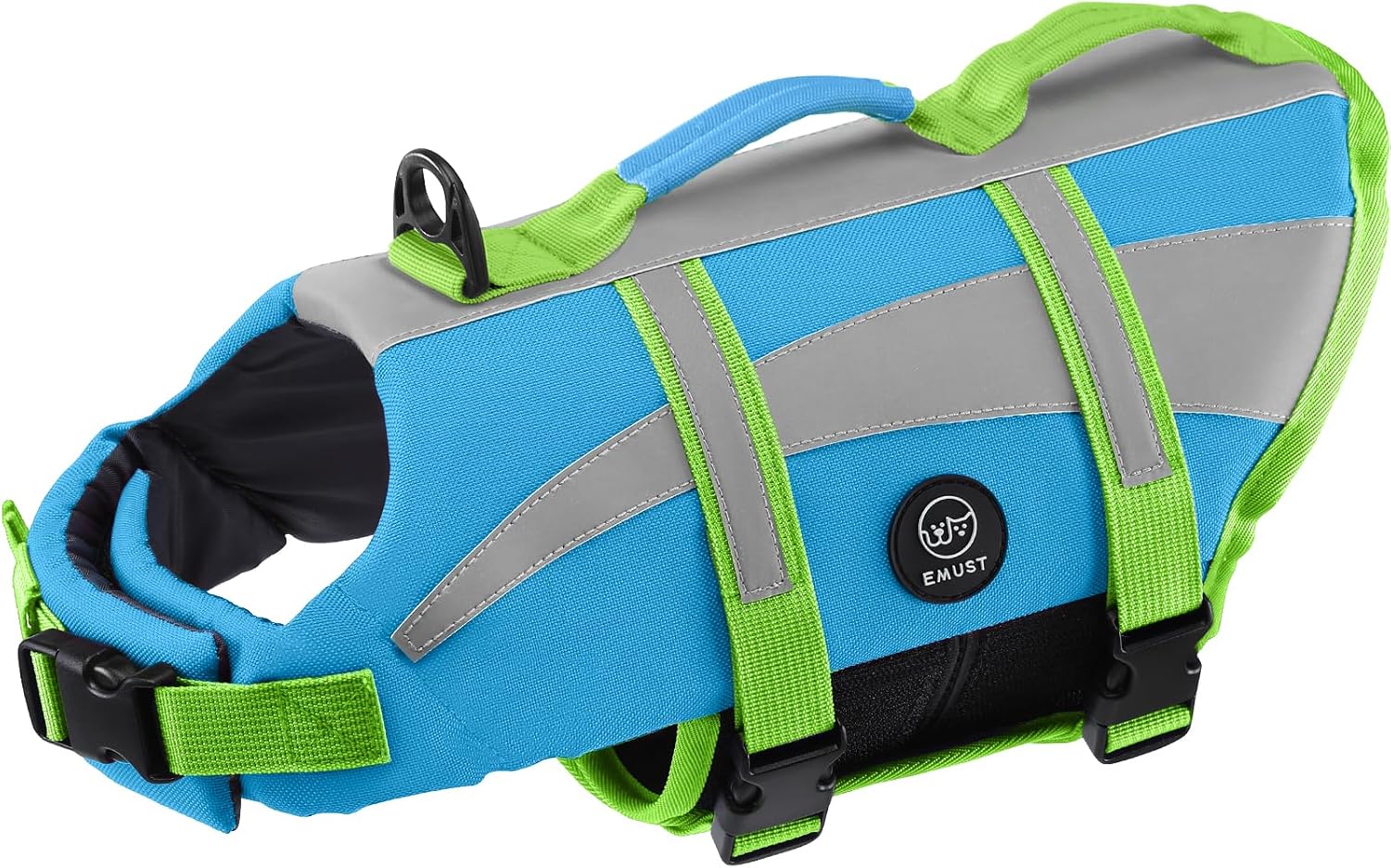 Detalle de EMUST Life Jacket for Large Dogs (Size L): High Buoyancy Vest with Double Rescue Handles and Reflective Strips