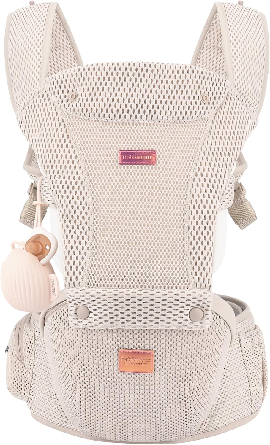 Bebamour Baby Carrier Newborn to Toddler with Ergonomic Hip Seat (0–36 Months) – Mesh Gold
