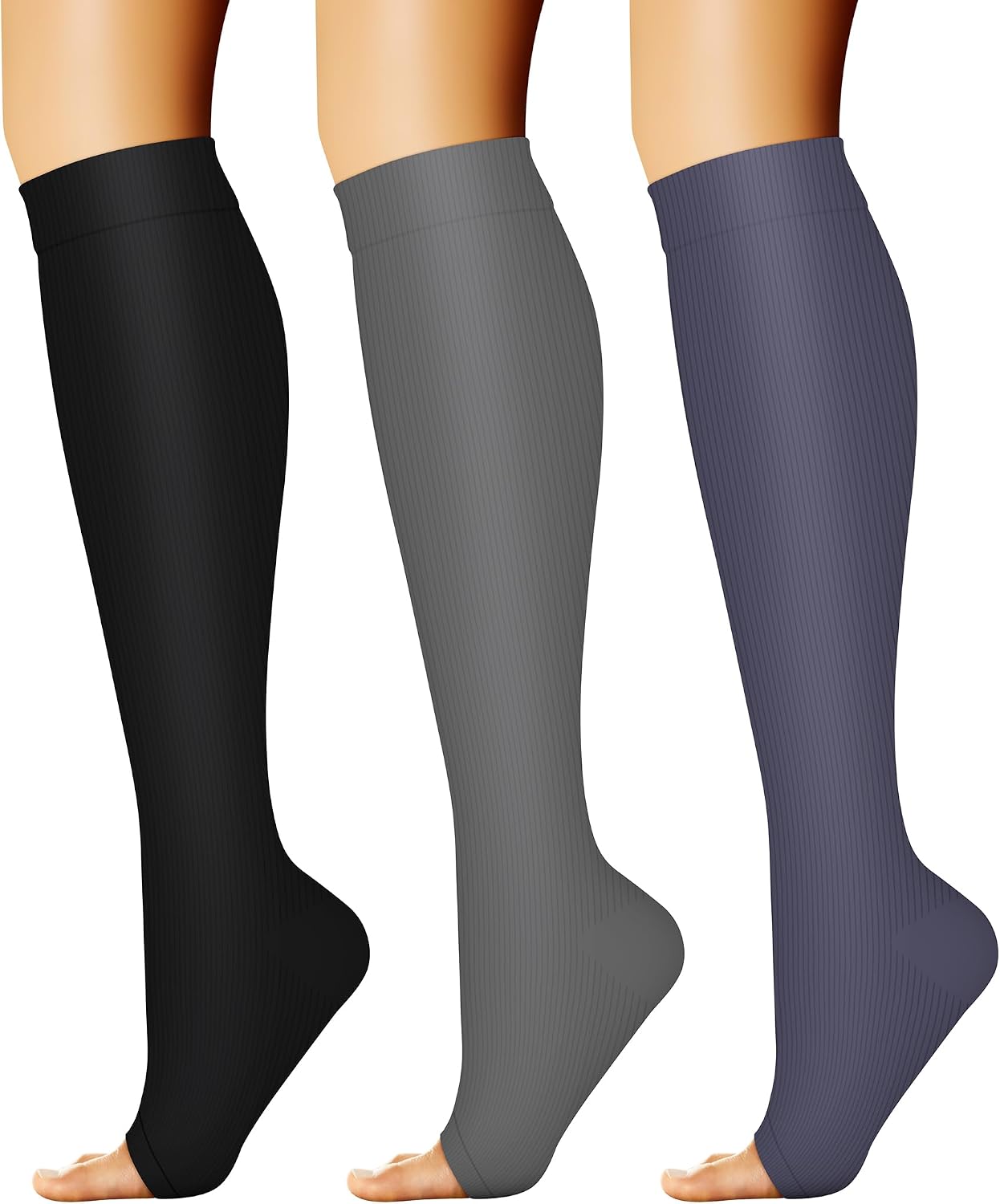 Thumbnail 4 de Charmking 3-Pair Open Toe Compression Socks ⚙