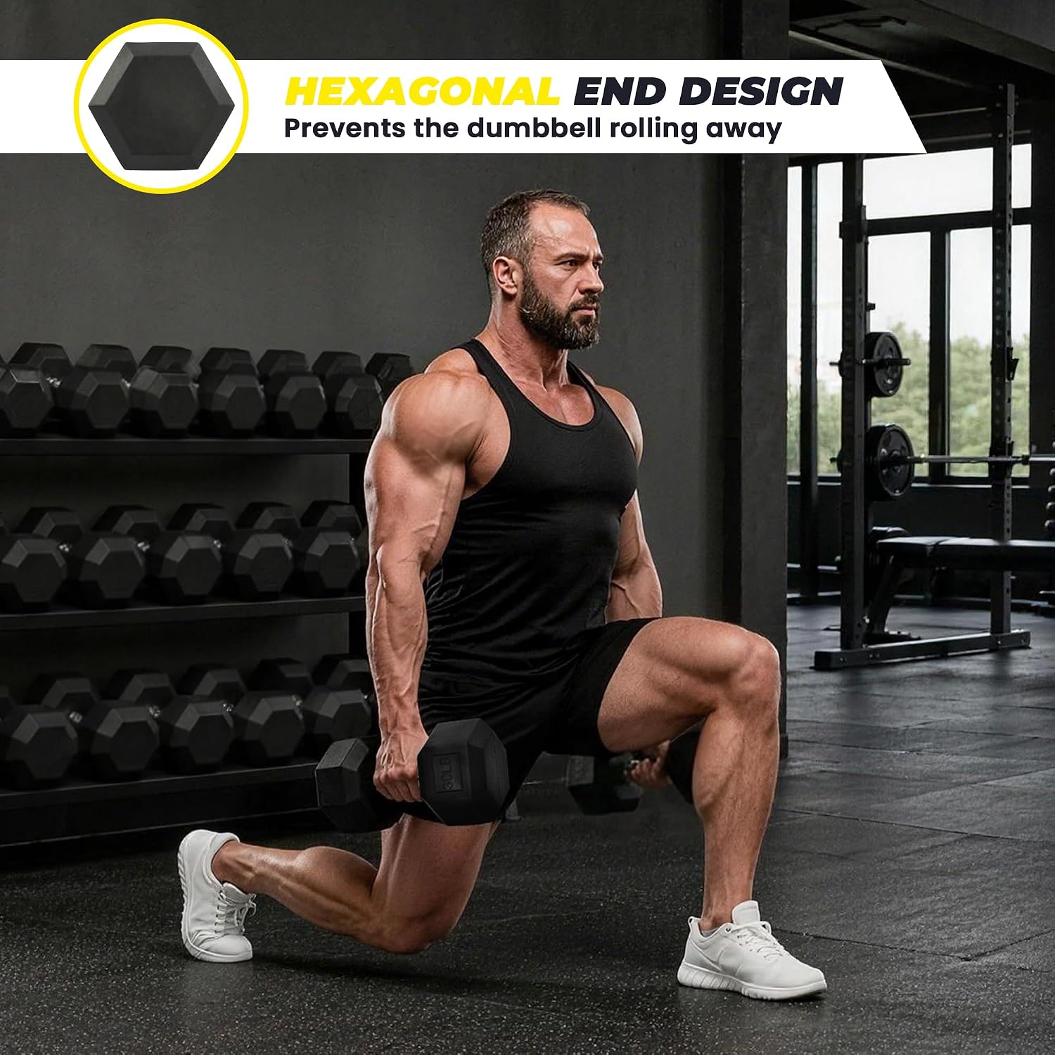 Thumbnail 5 de HULKFIT HF-SF2TRY-DB-20P-NEW1 Hex Dumbbells, 20 lb Pair, Rubber-Coated