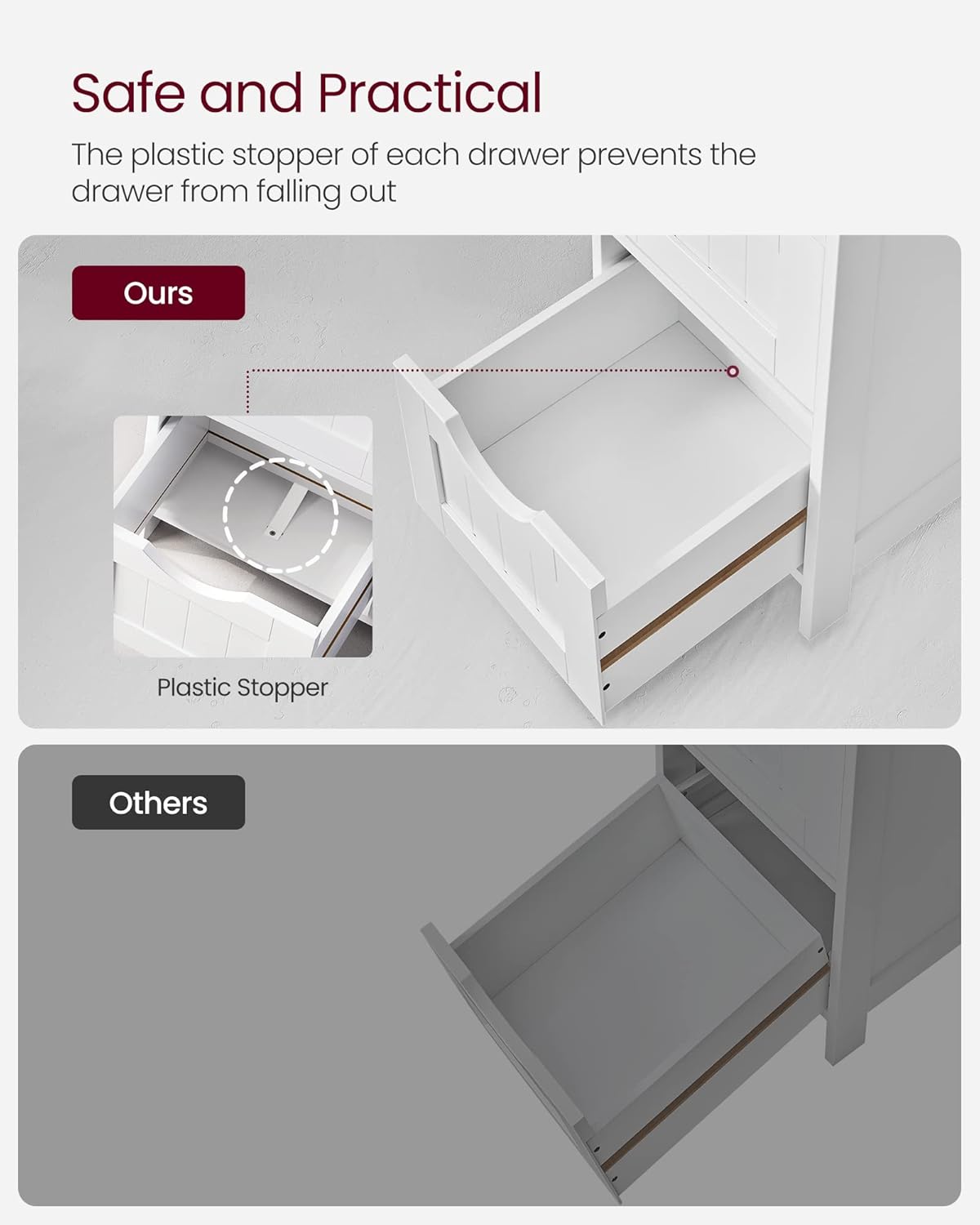 Detalle 1 de VASAGLE Bathroom Storage Cabinet 30 x 30 x 82 cm