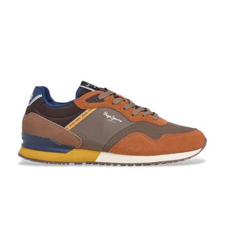 Detalle de Pepe Jeans Zapatillas London Brick de piel marrón