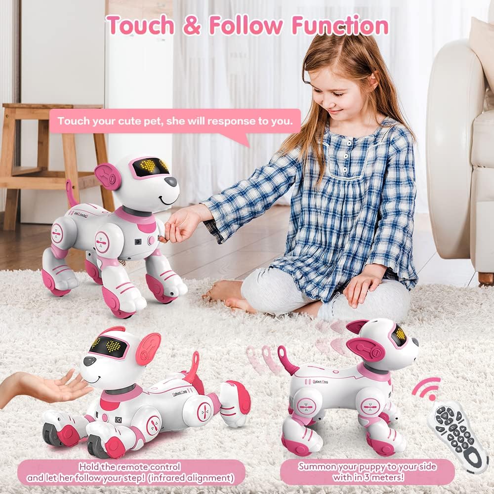 Detalle 2 de VATOS Roboterhund für Kinder mit Fernsteuerung, Touch & Follow und 17 Funktionen