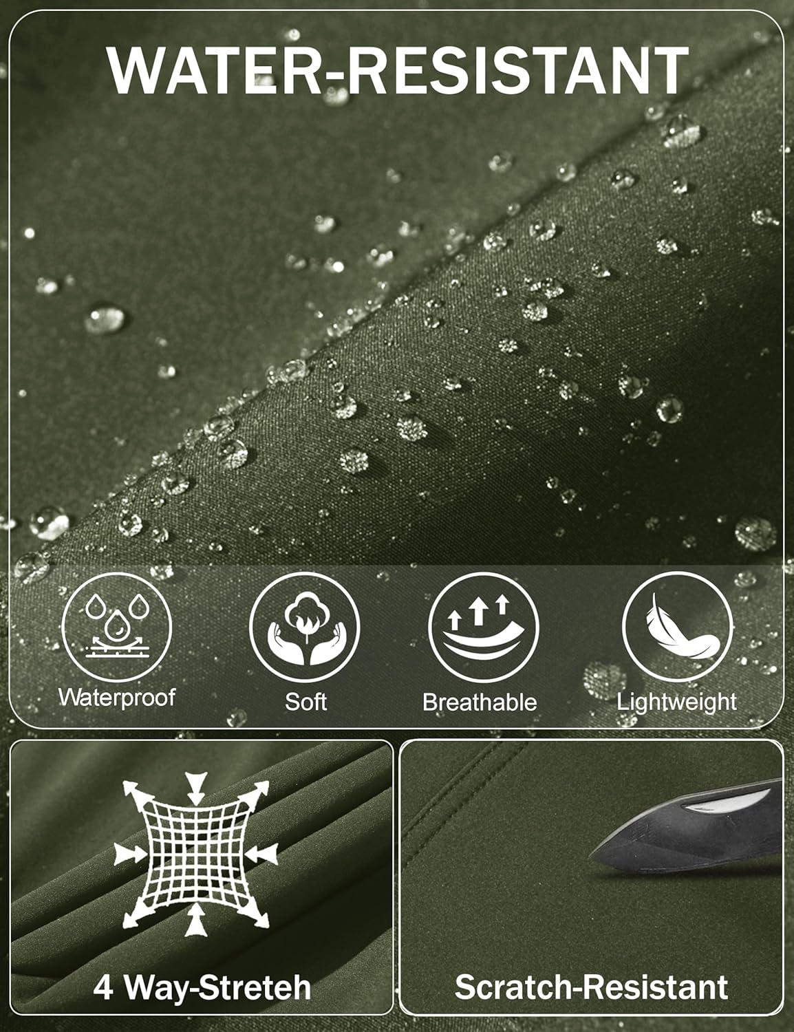 Thumbnail 3 de TACVASEN Men’s Waterproof Trousers (Zip Pockets, No Belt) for Hiking, Work & Outdoor Use