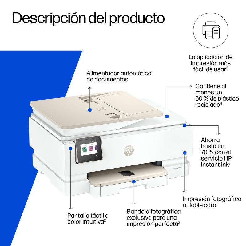 Detalle de HP Envy Photo 7934: impresión fotográfica y de oficina en casa con WiFi y pantalla táctil
