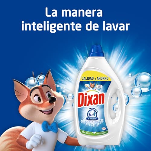Detalle de Dixan Gel Total+ 4 en 1: detergente líquido para ropa blanca y clara (3825 ml, 85 lavados)
