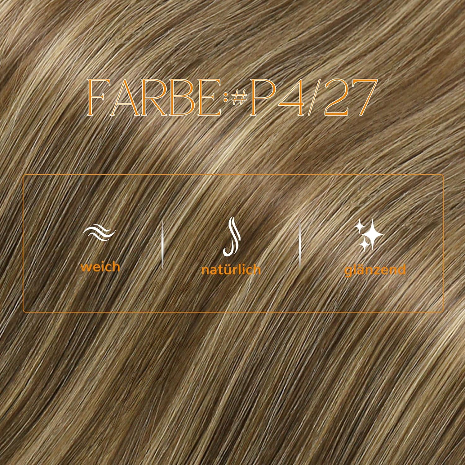 Detalle de Easyouth Microring Echthaar-Extensions #P4/27 (Honigblond- / Gelbblond-Highlights) 40 cm, 50 g