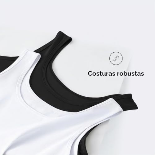 Detalle de YouShow Camisetas Tirantes Hombre 100% Algodón — Pack 3 (Negro, Blanco, Gris) talla L