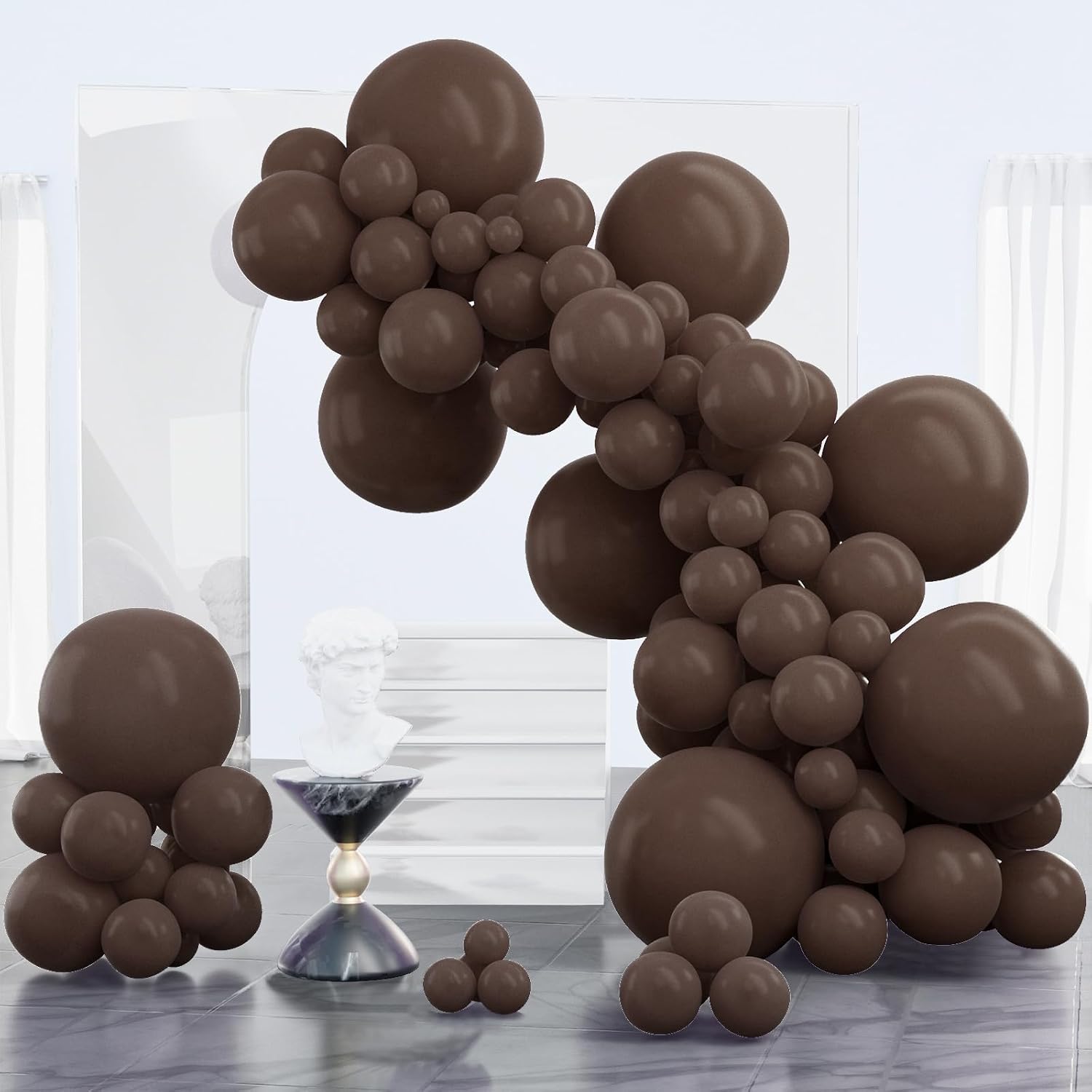 Detalle de PartyWoo Balloons Dark Brown Balloon Set, 100 Latex Balloons in Four Sizes