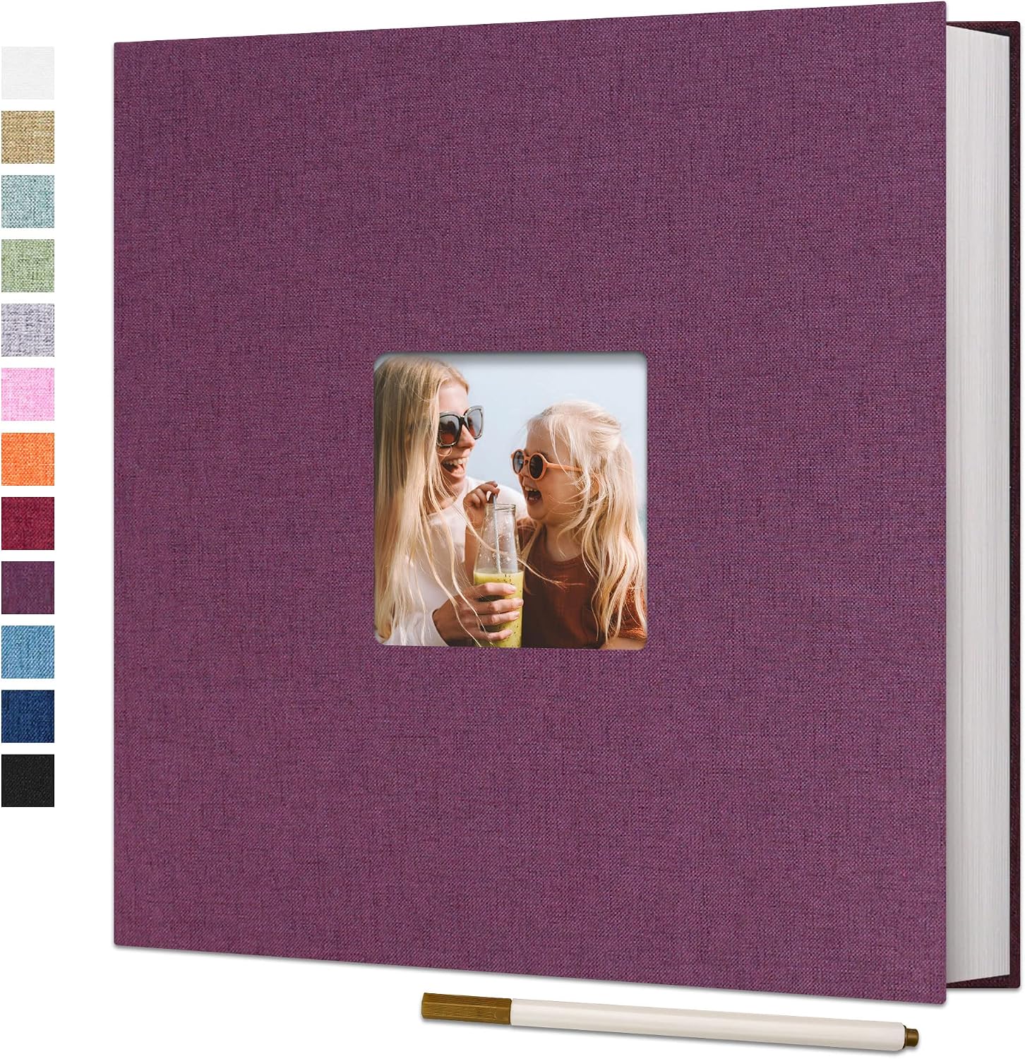 Vienrose Large Self-Adhesive Photo Album for 4x6 and 8x10 Photos (28x27cm) with Linen Hardcover