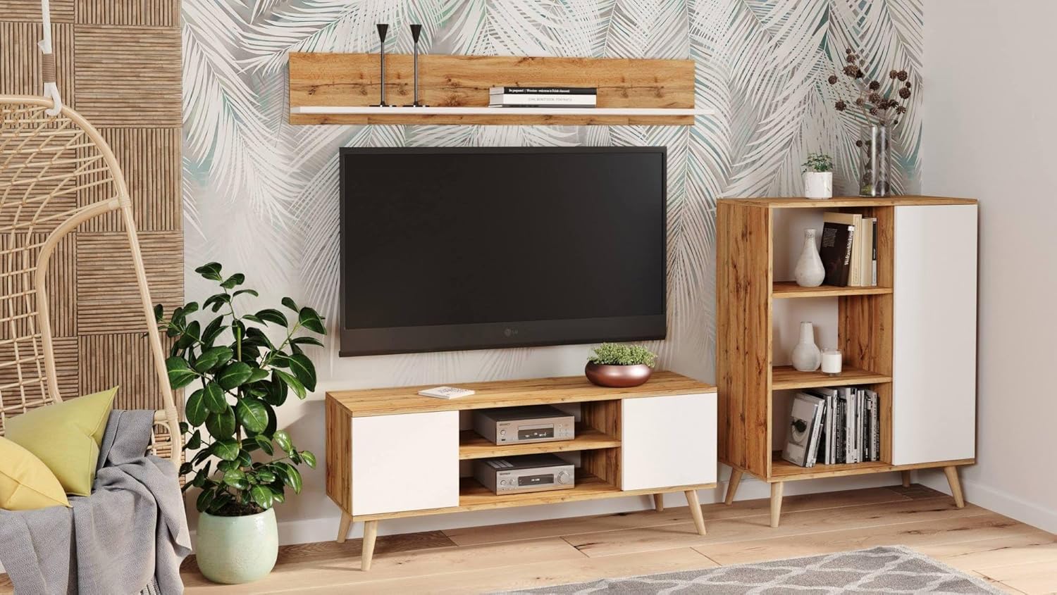 Detalle 2 de Dmora credenza Scandi 40x90x116