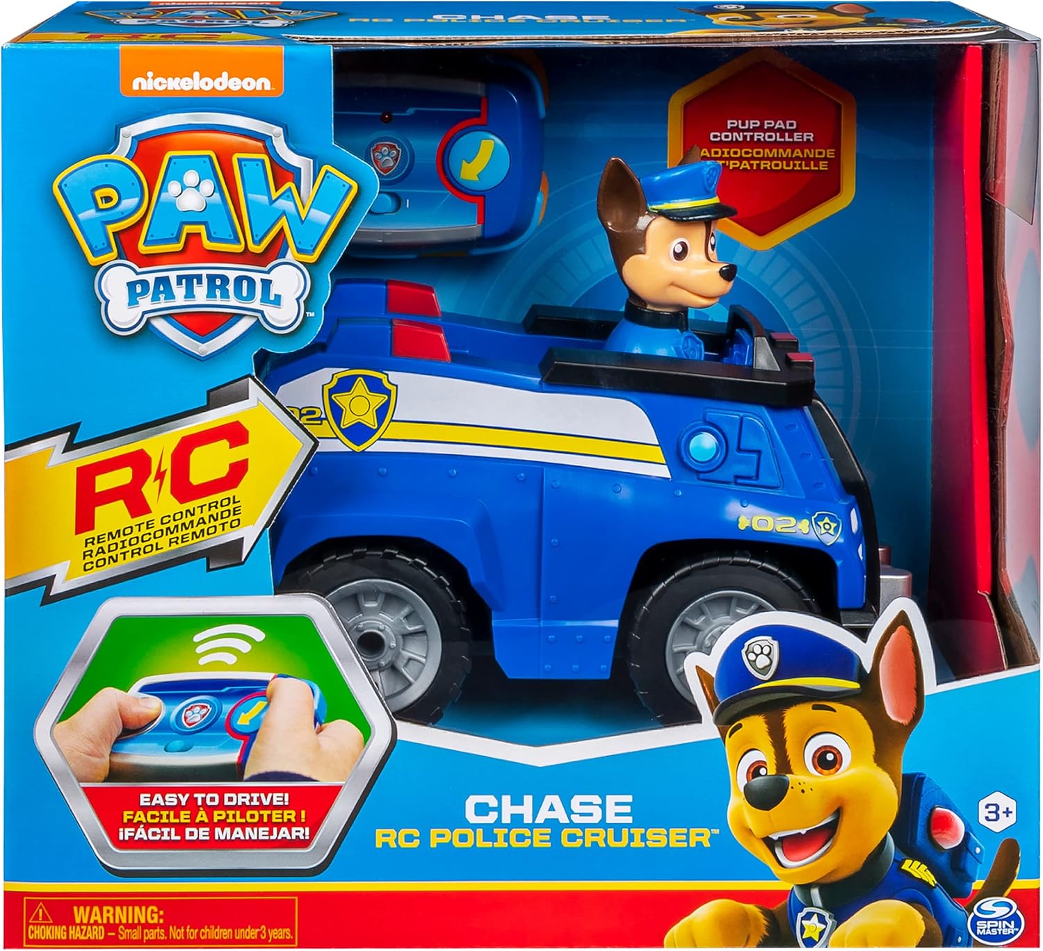 Detalle 2 de Paw Patrol - Véhicule RC Chase (Chase la police) - Voiture télécommandée officielle Pat Patrouille