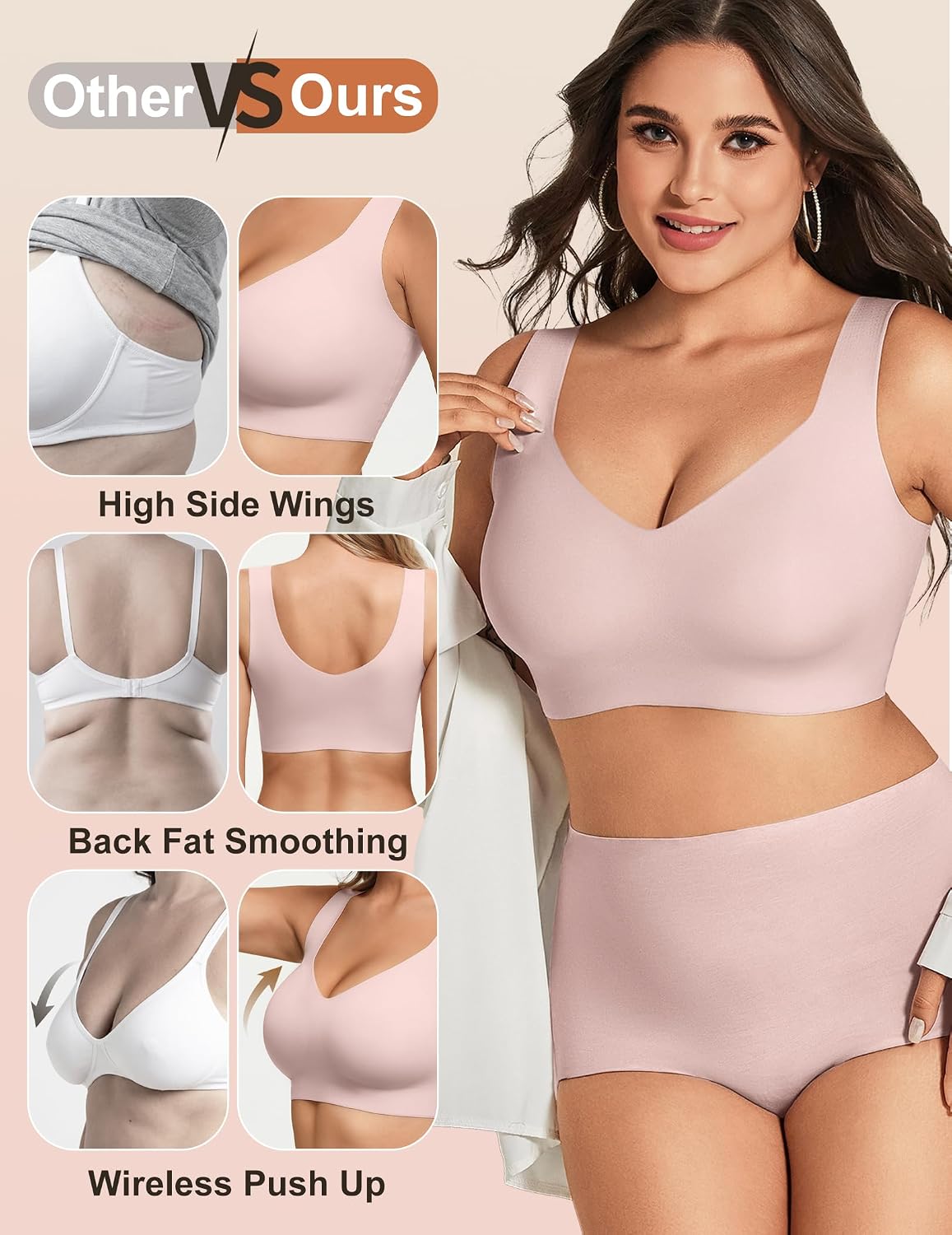 Detalle de Showyoo Jelly Bra for Women, Seamless Wireless Pullover with Wide Straps