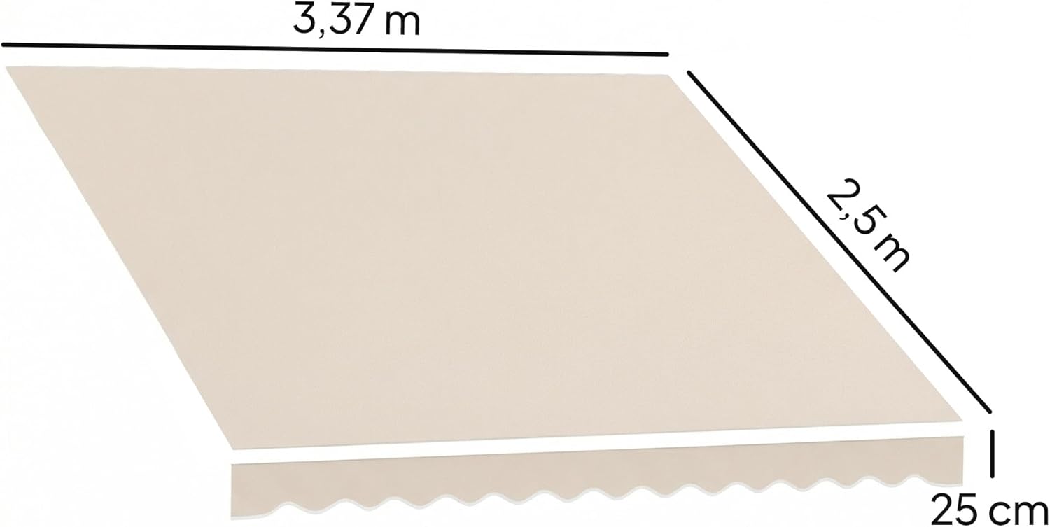 Thumbnail 6 de Outsunny Toile de rechange pour store banne avec lambrequin – déperlante, anti-UV, crème, compatible 3,5 x 2,5 m