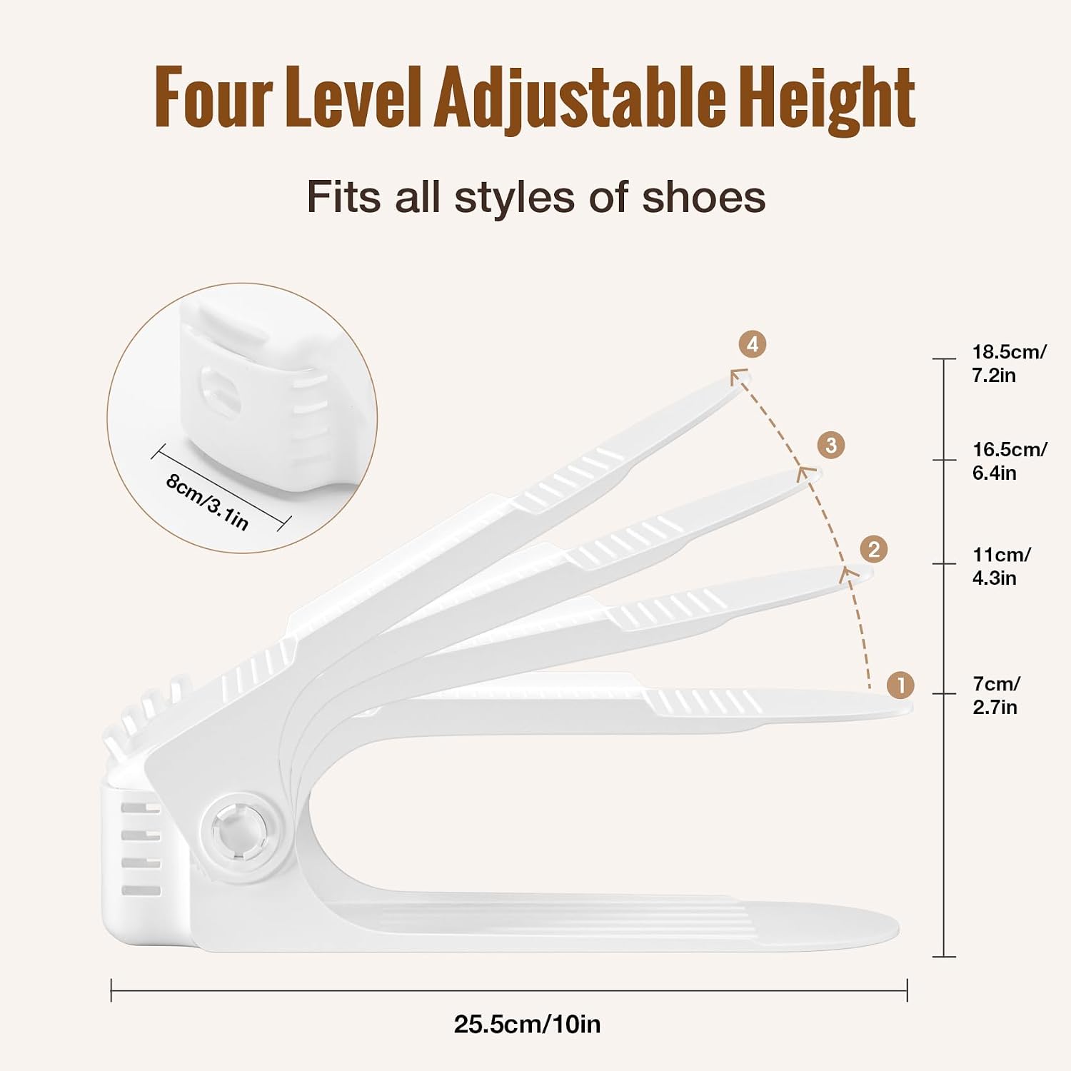 Detalle de Neprock 12-Pack White Neprock Shoe Organiser with Adjustable Shoe Slots for Wardrobe Storage