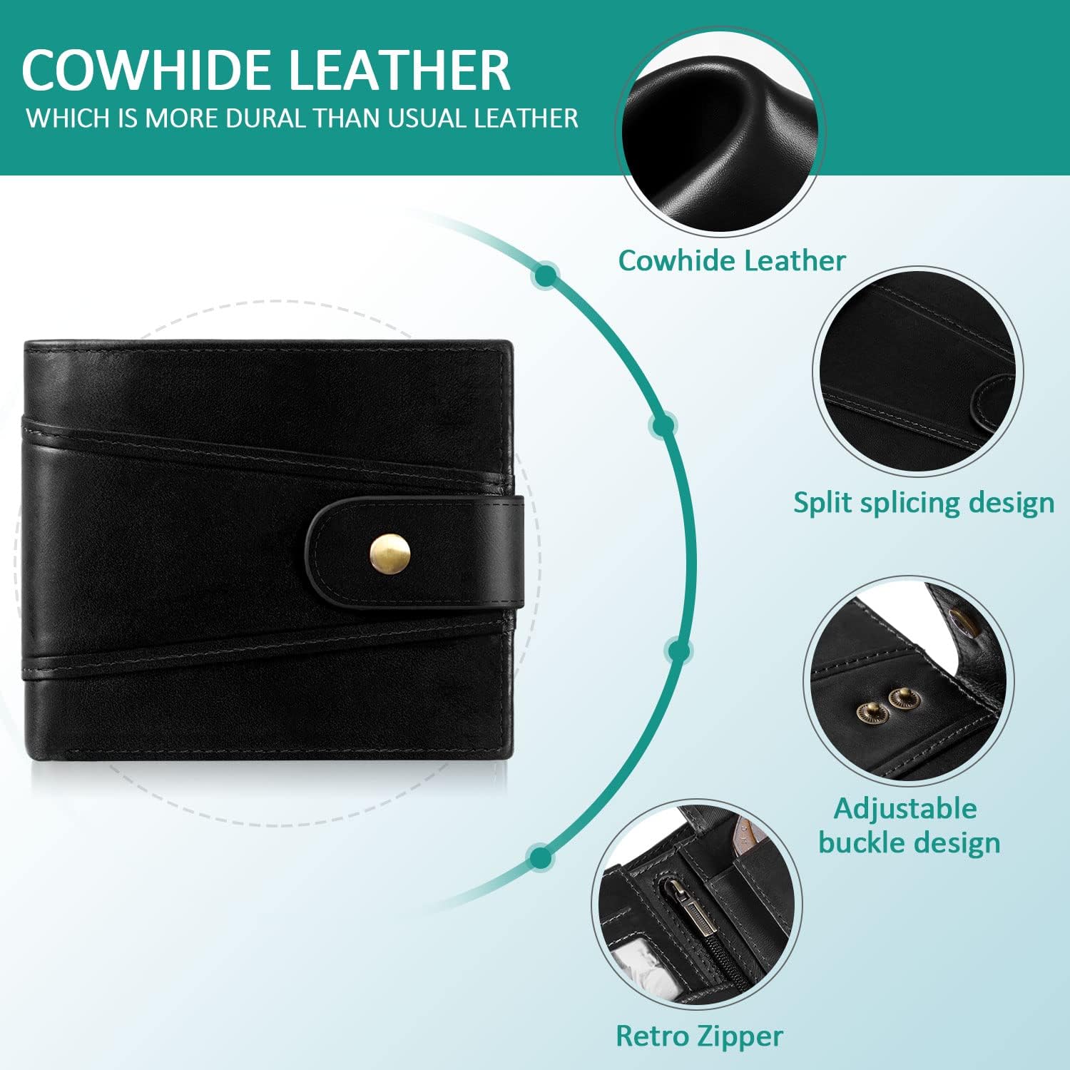 Detalle de GSG SINCE 1998 Men's Cowhide RFID Wallet 17-slot