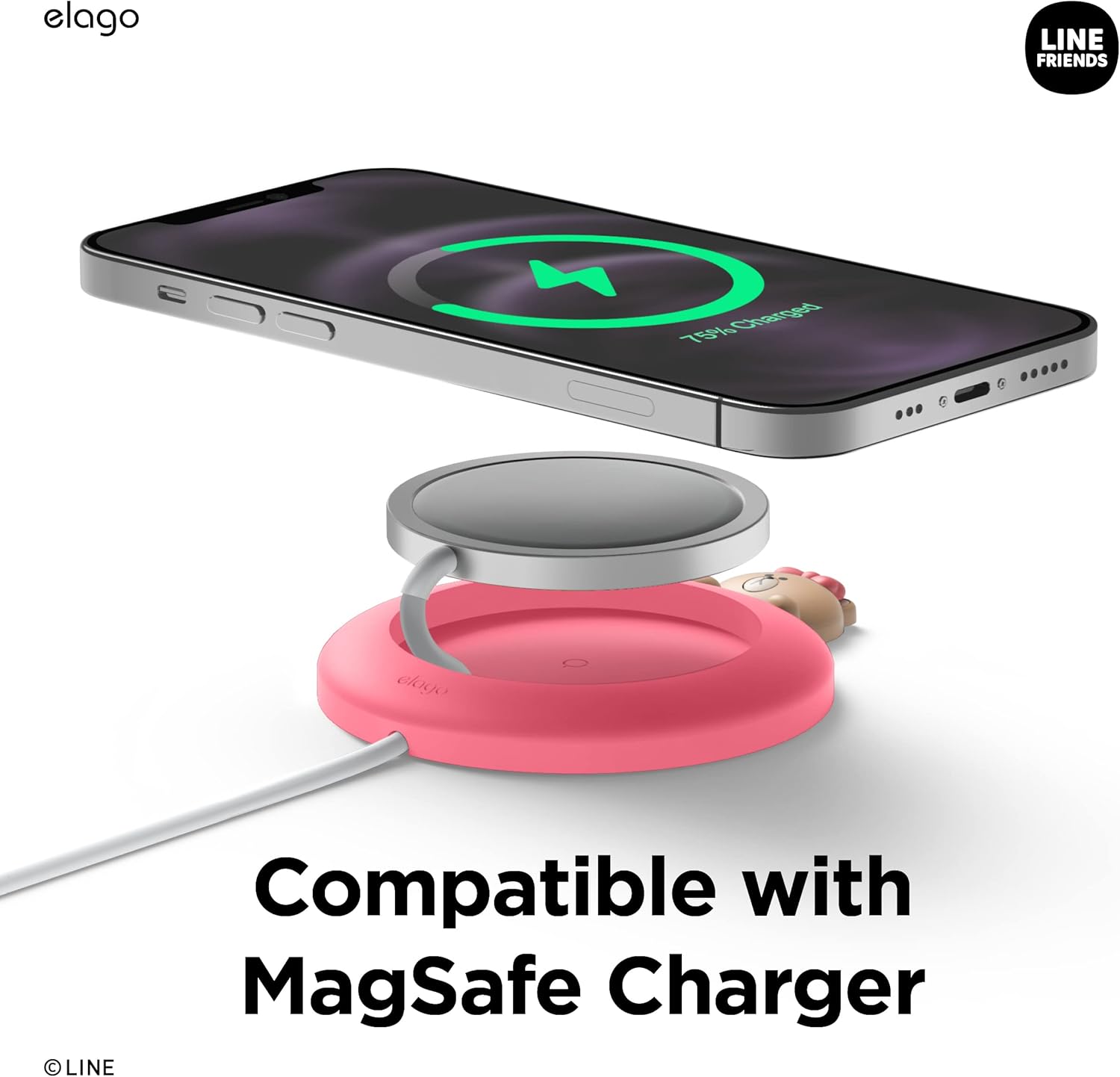 Thumbnail 1 de elago B&F MS Cover di ricarica wireless magnetica compatibile MagSafe (CHOCO) per iPhone 17/16/15/14/13/12