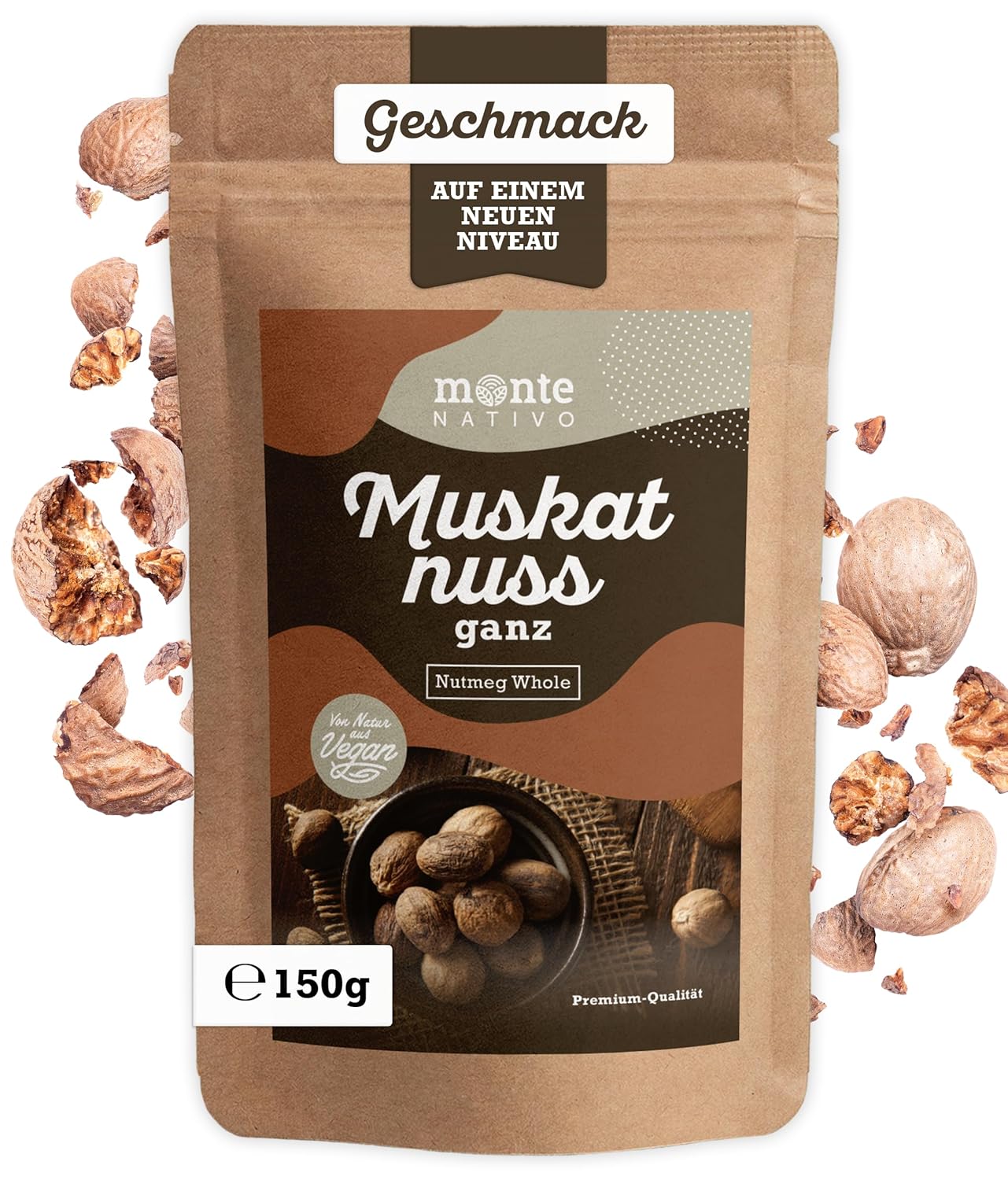 Detalle de Muskatnuss ganz Monte Nativo (150 g) – aromatische Gewürznuss für Küche