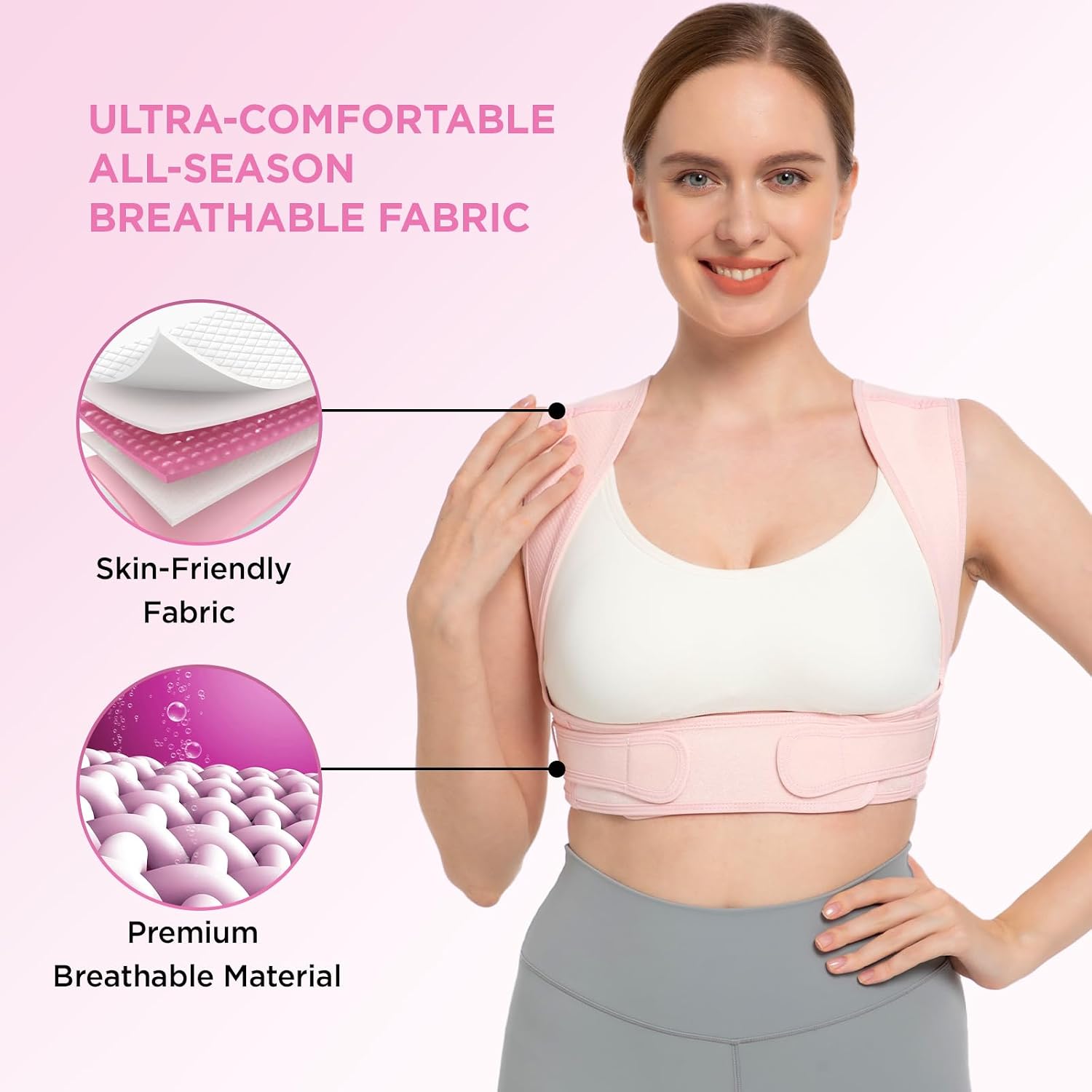 Detalle de Rücken Geradehalter mit verstellbarem Schultergurt für Damen (S/M) – Haltungskorrektur mit Unterstützung für Nacken, Schulter und oberen Rücken