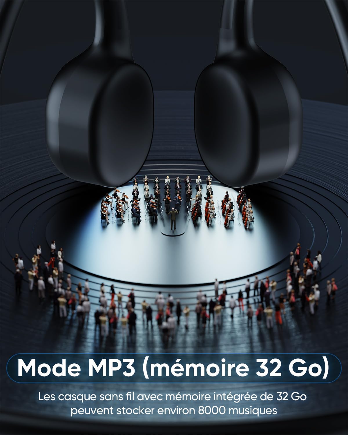 Thumbnail 4 de Guudsoud casque à conduction osseuse IP68 avec lecteur MP3 32 Go et Bluetooth 6.1 (noir)