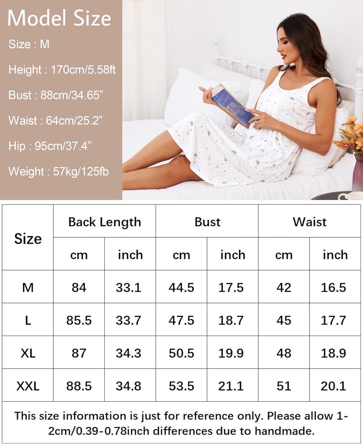 Thumbnail 5 de Lovasy Cotton Nighties for Women: Pleated Nightdress with Front Detail