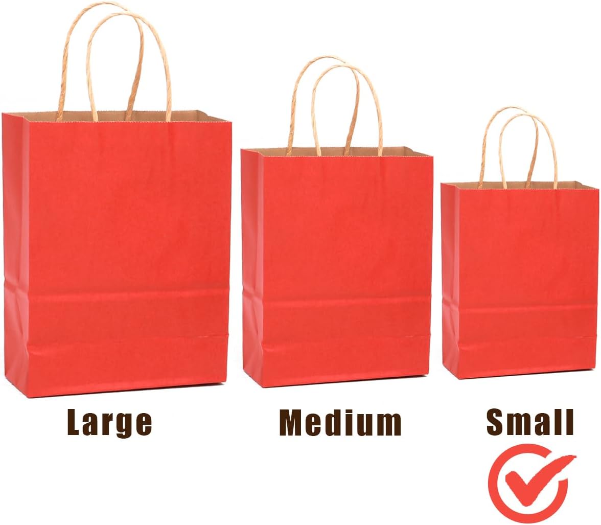 Thumbnail 1 de Gcardist 32Pcs Kraft Geschenktüten mit Griffen 21x15x8cm in Rot – Umweltschonende Mehrfachverwendung