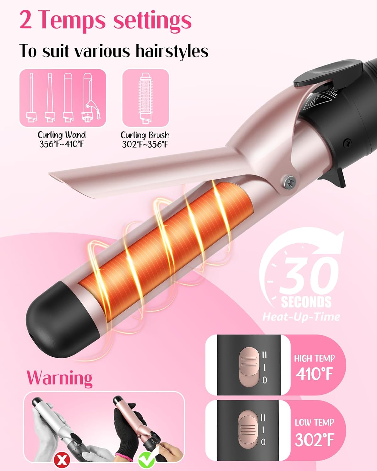 Thumbnail 4 de ANIEKIN 5 in 1 Curling Iron Set (3/8 to 1 1/4 Inch) with Thermal Brush, Dual Voltage Curling Wand for Travel
