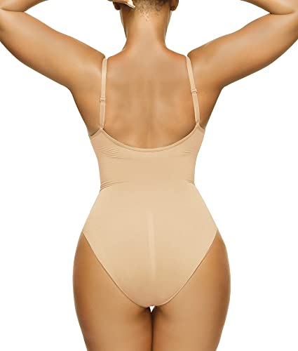 Detalle 2 de SHAPERX Body moldeador para mujer Shapewear con control de abdomen y efecto invisible (posparto) Beige L/XL