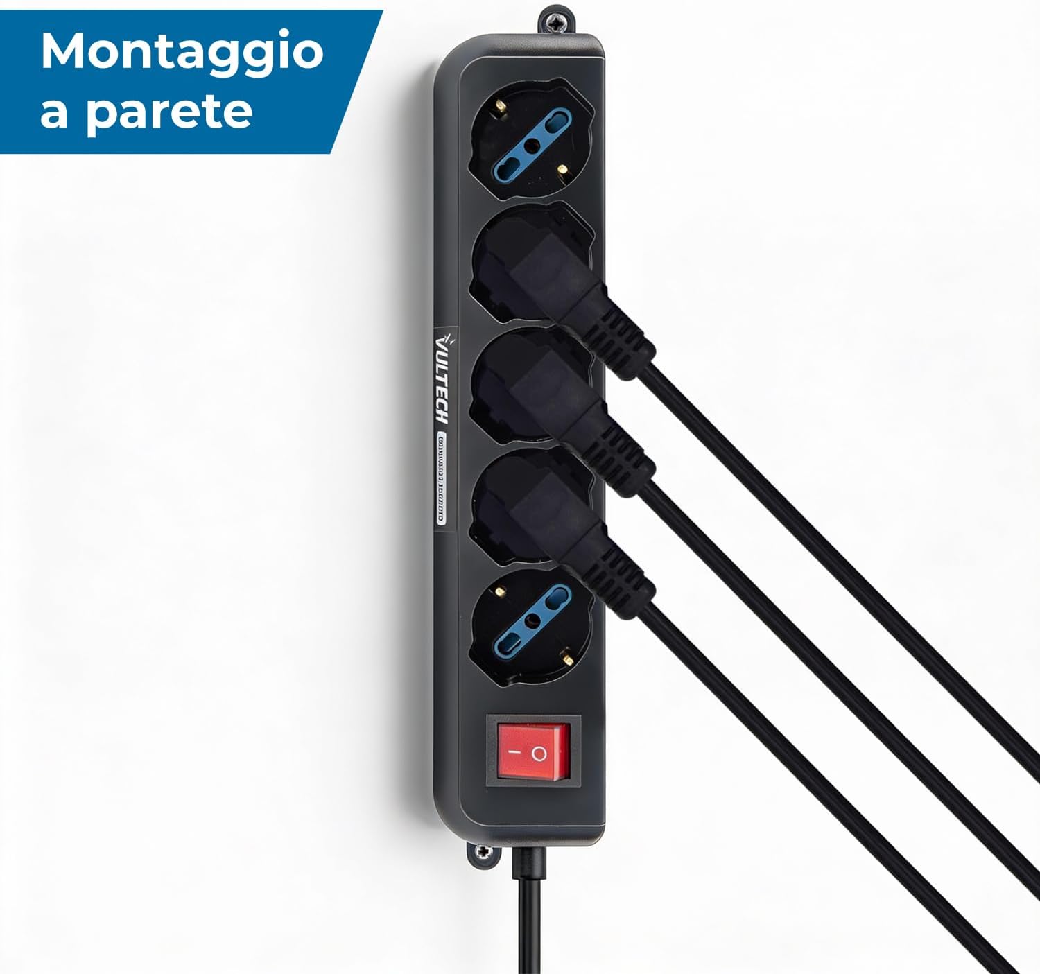 Thumbnail 3 de Vultech MU-UPS01 Multiprise avec 5 prises et interrupteur on/off, connecteur IEC14