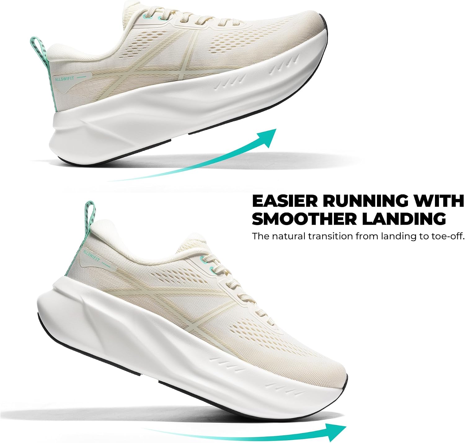 Detalle de ALLSWIFIT Women's Road Running Shoes Cushion Tennis Shoes – Lightweight, Non-Slip with Arch Support