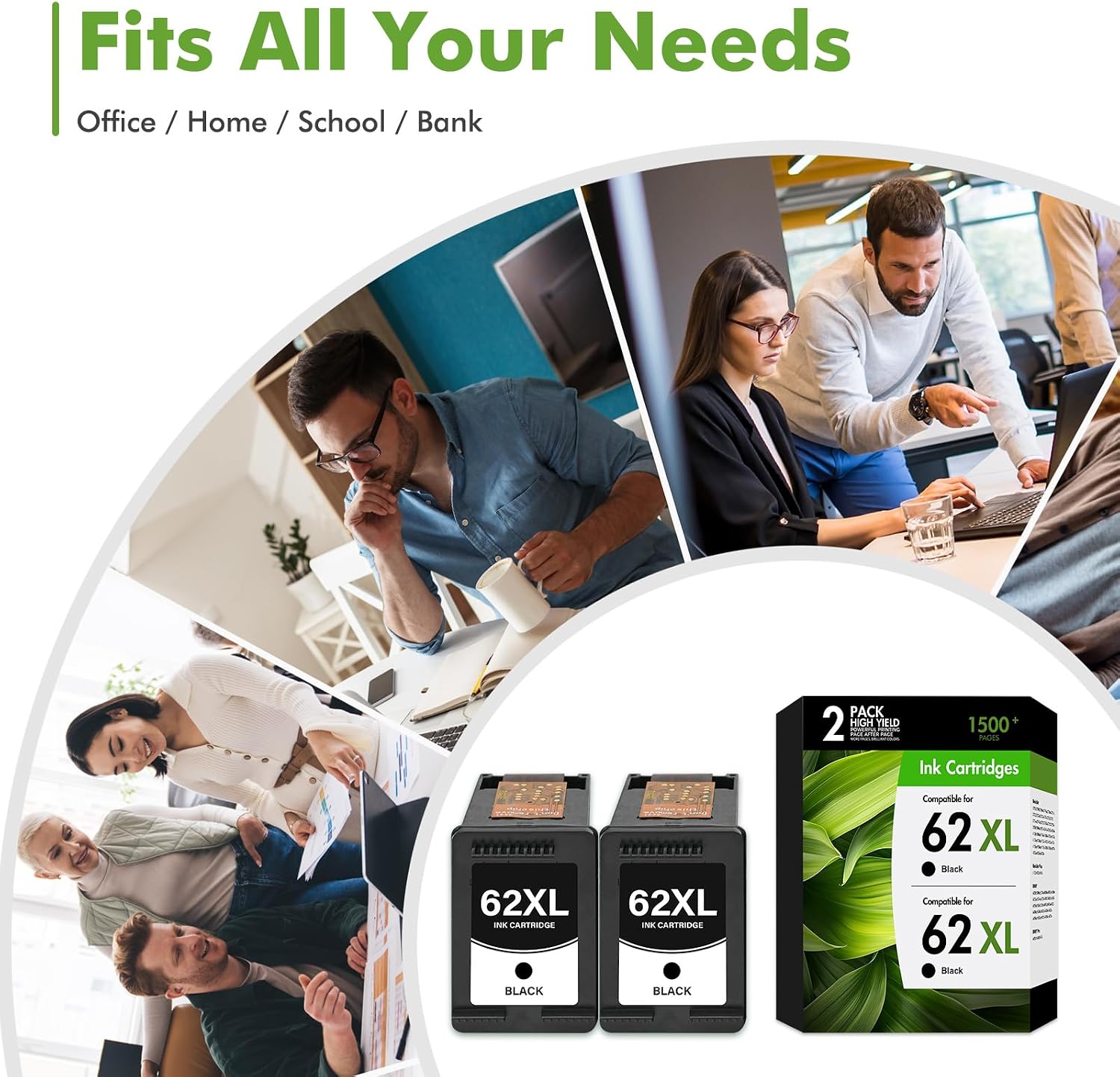 Thumbnail 6 de WOWTONER 62XL Black Ink Cartridges, Compatible 2-Pack, Up to 750 Pages Each