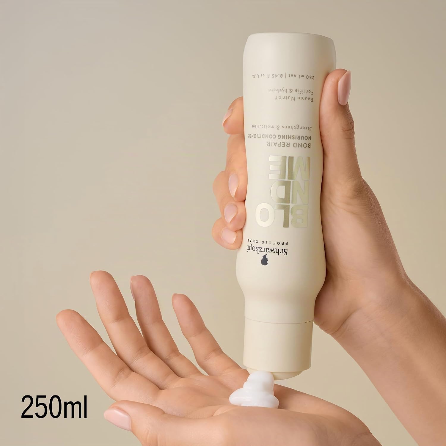 Detalle 2 de Schwarzkopf Professional BLONDME Bond Repair Nourishing Conditioner – Balsamo Nutriente Riparatore, Olio di Mandorla e Tè Bianco, 250 ml