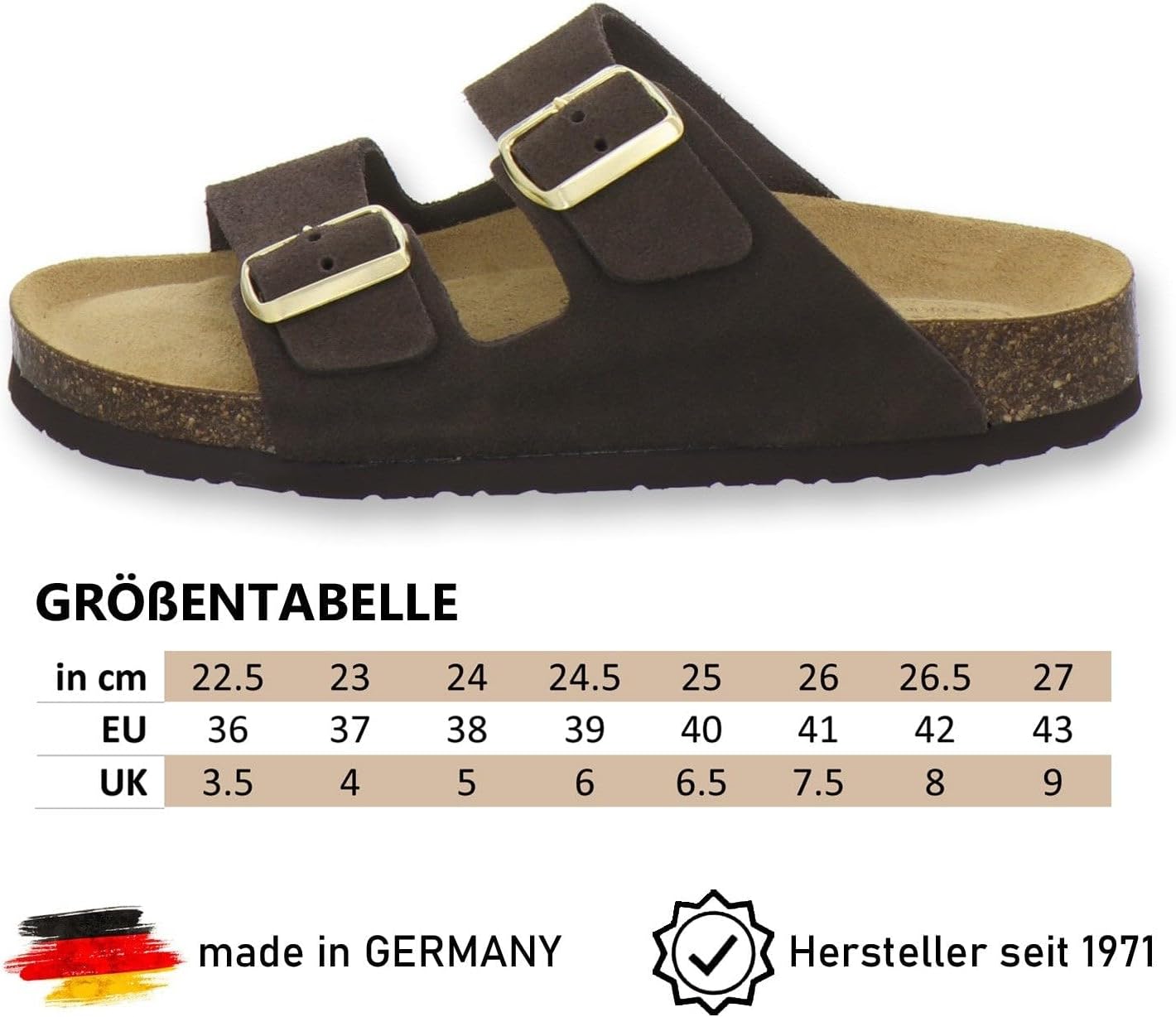 Thumbnail 2 de AFS-Schuhe 2100 Damen-Pantoletten aus echtem Leder mit verstellbarer Schnalle (Made in Germany)