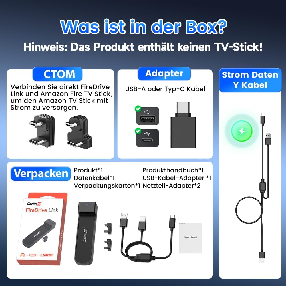 Thumbnail 5 de Carlinkit Fire DriveLink HDMI Adapter für Fire TV Stick – kabelgebundenes CarPlay via HDMI, Plug & Play