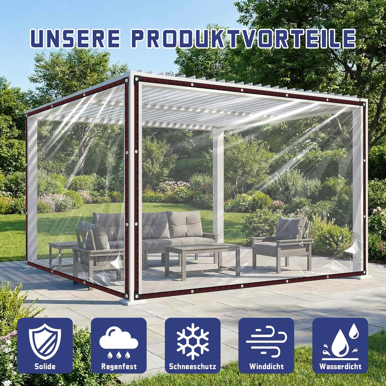 Thumbnail 1 de QOFLY Telone di copertura trasparente 2x4 m con occhielli: resistente e versatile