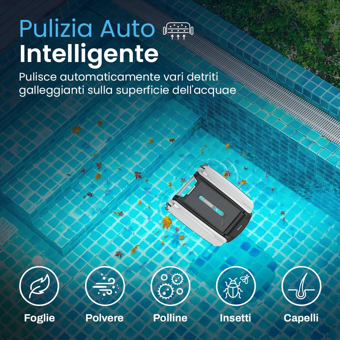 Thumbnail 4 de Betta SE Robot Skimmer Solare Senza Fili per Piscina – pulitore automatico di superficie con batteria fino a 30h, per ambienti salini e clorati (bianco)