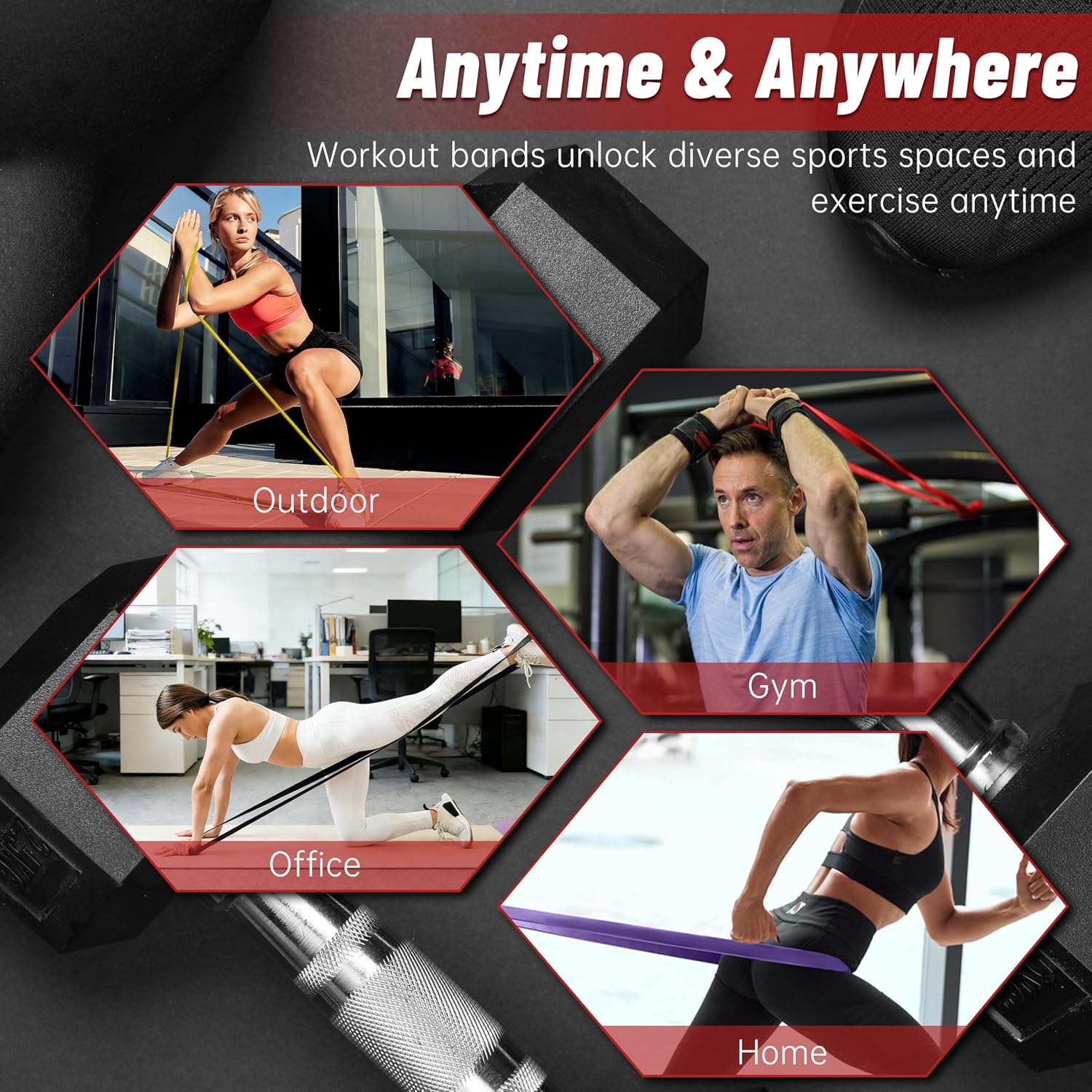 Detalle de Resistance Bands for Working Out: 4-Level Pull Up Assistance Bands (5–85 lbs) for Full-Body Training