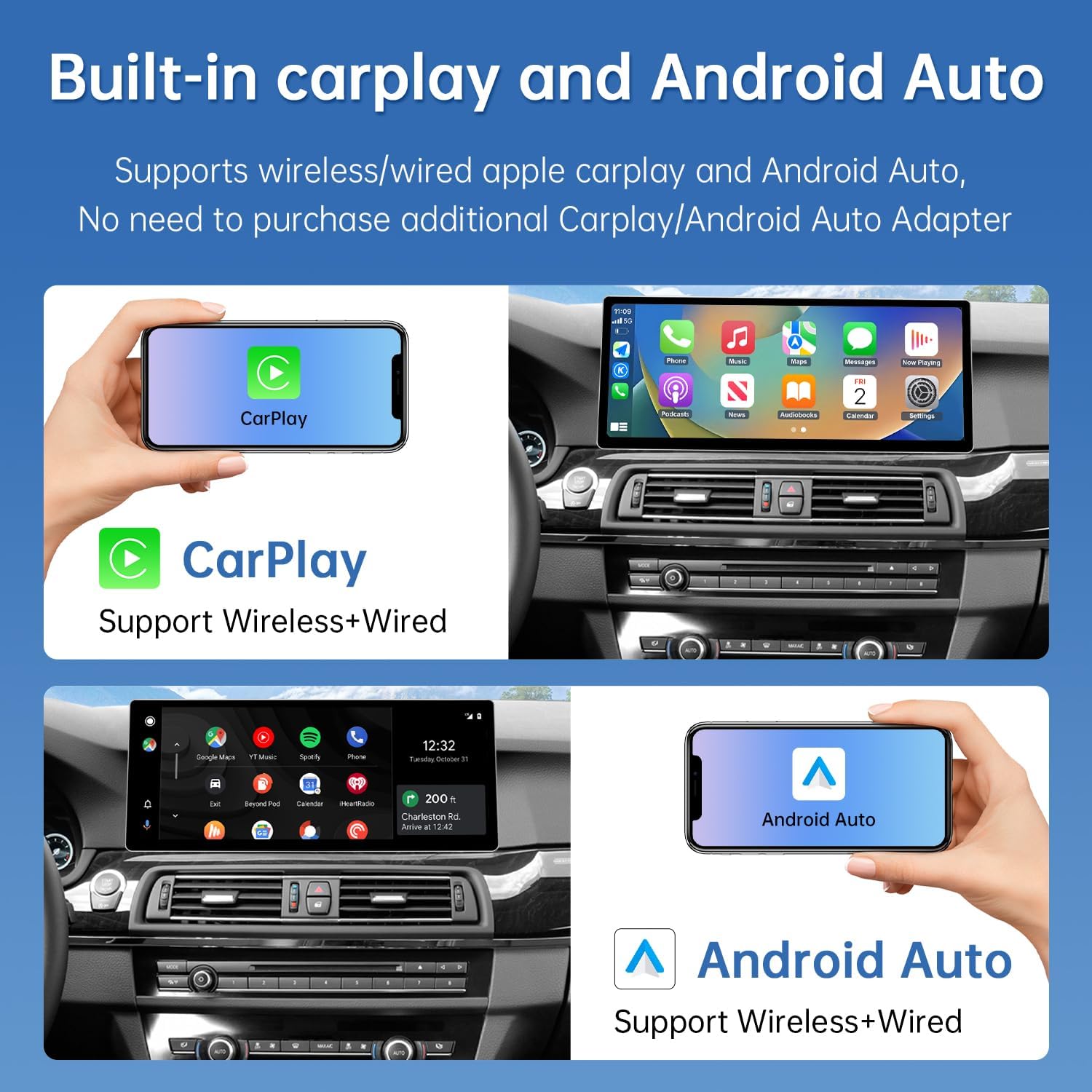 Detalle 2 de Road Top CarPlay autoradio touchscreen 12,3" per BMW Serie 5 F10/F11 (NBT) 2012-2016